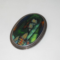 Karl Drerup (Enamel) / Jo Michels (Silversmith)"Cubist Portrait" Brooch, enamel set in sterling, c. 1940's