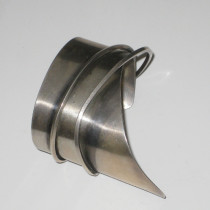 Ella Cone "Double Band" Large Cuff / Bracelet, sterling, signed, c. 1950's