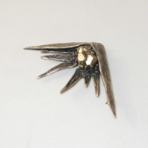 American Studio "Comet" Brooch, sterling set with golden pyrite, marked, c. 1960's