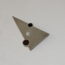 M & J Savitt "Triangle and Dots" Brooch, sterling set with mother-of-pearl, onyx and red jasper, signed, c. 1970's