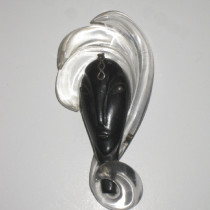 Elzac / Zach Zembry “Portrait” Brooch, ebony and lucite with sterling details, marked, c. 1940's