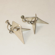 American Studio "Sculpture" Earrings, sterling, marked, c. 1950's