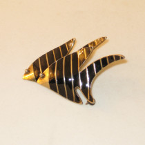 Danish "Angel Fish" Brooch, sterling with enamel, marked, c. 1940's - 50's