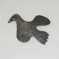 American Studio "Dove" Brooch, textured sterling set with a garnet eye, marked, c. 1950's