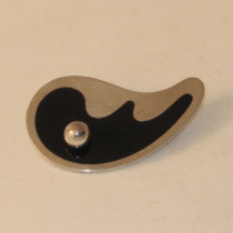 Danish "Abstract Mask" Brooch, sterling with enamel, marked, c. 1940's - 50's