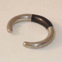 Danish "Tribal" Cuff Bracelet, sterling with ebony, marked, c. 1950's