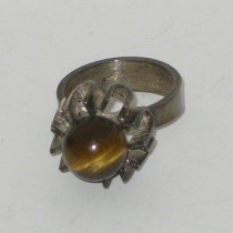 Finnish "Rising Sun" Ring, sterling with Tiger Eye, c. 1950's