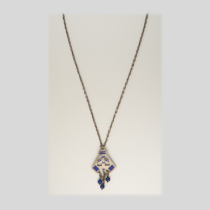 German Jugendstil / Darmstadt Necklace, Sterling with Blue Enamel and Lapis Lazuli, marked, c. 1905