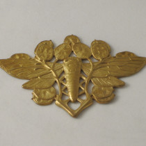 French Art Nouveau "Cicada and Monnaie du Pape" Buckle, gilt copper, c. 1900