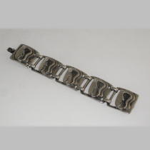 Francisco Rebajes "The Kiss" multiple panel Bracelet, silver-plated copper, signed, c. 1940's