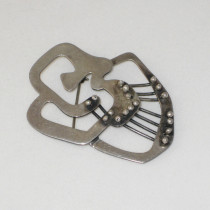 Frank Miraglia "Biomorphic" Brooch, sterling with black patinated details, signed, c. 1950's
