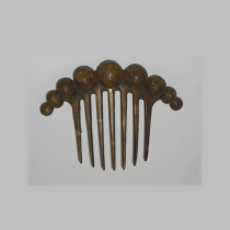 French Art Nouveau "Stars" Hair comb, carved horn with brass inset star galaxy, c. 1900