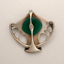 Theodor Fahrner / Hermann Gradl Abstract Brooch, Sterling with Chrysoprase, signed, c. 1905