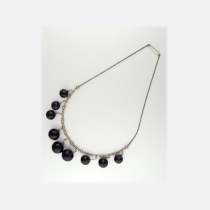 German Amethyst Bead and Silver Necklace, marked, c. 1920's