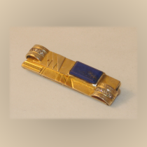 Art Deco Brooch, Gilt sterling with lapis and diamonds, c. 1930