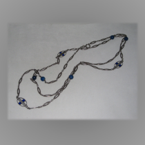 German Jugendstil Necklace, Sterling with Blue Enamel and Lapis Lazuli, marked, c. 1905