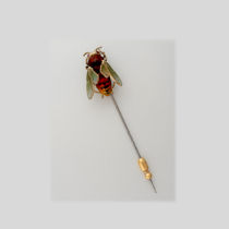 Meyle and Mayer "Bumble Bee" Pin, Enamel on Sterling, Ruby Eyes, Plique-a-Jour Wings, signed, c. 1900