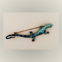 Meyle and Meyer "Salamander" Brooch, Enamel on Sterling, signed, c. 1900