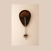 Peter Macchiarini "African Mask" Brooch, sterling, copper and brass set with bone details, signed, c. 1950's