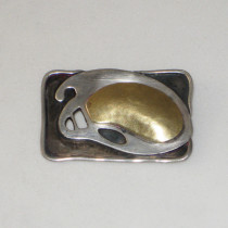 American Studio "Abstract Paint Palette" Brooch, gilt sterling and sterling with blackened details, marked, c. 1950's