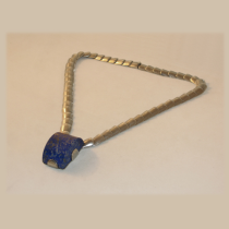 Lespous et Parisien Art Deco / Modernist silver necklace with large lapis lazuli half cylinder pendant, signed, c. 1930