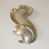 American Studio "Squirrel" Brooch, lemon gold gilt sterling, marked, c. 1950's