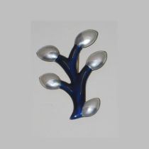Jakob Tostrup, Norway, "Pussy Willow" Brooch, sterling with enamel, signed, c. 1940's