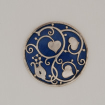 Emanuel Josef Margold (attr.) "Leaf & Vine" brooch, Silver and blue enamel, marked, c. 1910