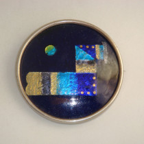 Wiener Werkstaette "Abstract", Foil backed enamel and silver brooch, marked, c. 1920