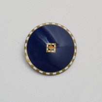 Josef Hoffmann / Johann Souval (maker) / Wiener Werkstaette brooch, Blue and white champleve enamel on gilt copper, marked, c. 1910