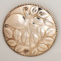 Josef Hoffmann / Berthold Löffler / Wiener Werkstaette "Leaf and vine" brooch, Silver plated alpaca, marked, c. 1909