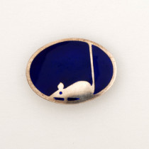 Koloman Moser / Wiener Werkstaette "Mouse" Brooch, Blue champlevé enamel on silver, marked, c. 1910