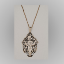 Michael Powolny (attr.) / Austrian cut-out silver "Putto" pendant necklace, marked, c. 1915