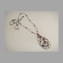 Carl Otto Czeschka / Otto Stueber Hamburg, Germany Necklace, Sterling with pink quartz cabochons, marked, c. 1920