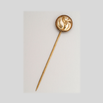 Josef Hoffmann / Berthold Loeffler / Wiener Werkstaette "Leaf" design lapel pin, gilt silver, marked, original WW box, c. 1906