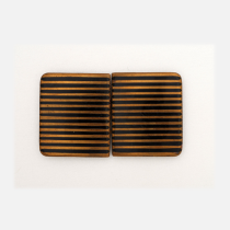 Josef Hoffmann (attr.) "Stripe" waist clasp / buckle, black champlevé enamel on gilt copper, marked, c. 1910