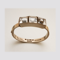 Wiwen Nilsson Bracelet, Sterling with 3 Faceted Emerald Cut Rock Crystal, signed, c. 1940's