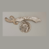 Shiebler "Homeric" Toev Sword and Coin Brooch, sterling, signed, c. 1880's