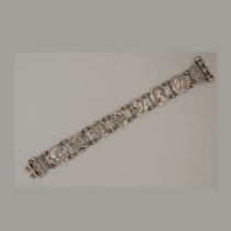 Shiebler "Homeric" Seven Coin Bracelet, sterling, signed, c. 1880's