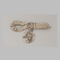 Shiebler "Homeric" Toev with coin brooch, sterling, signed, c. 1880's