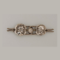 Whiting Co. New York, "Homeric Medallions" brooch, sterling with two ancient coin-like medallions, signed, c. 1880's