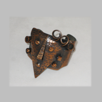 Pujol "Mask" Cuff / Bracelet, hammered copper, signed, c. 1940's