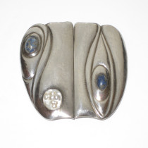 Joseph Maria Olbrich (attr.) Buckle, silver with two lapis lazuli cabochons and one blister pearl, c. 1900