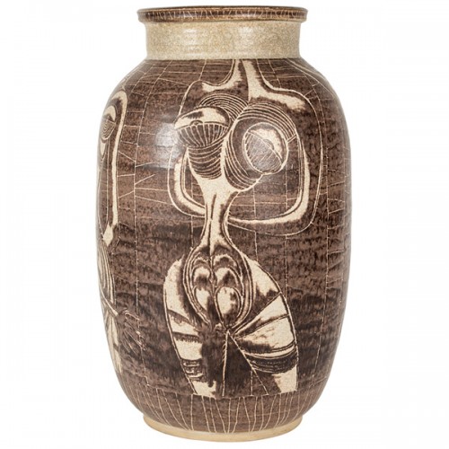 Aaron Bohrod / F. Carlton Ball, Monumental, Hand Thrown Pottery Eve Vase 1952-56