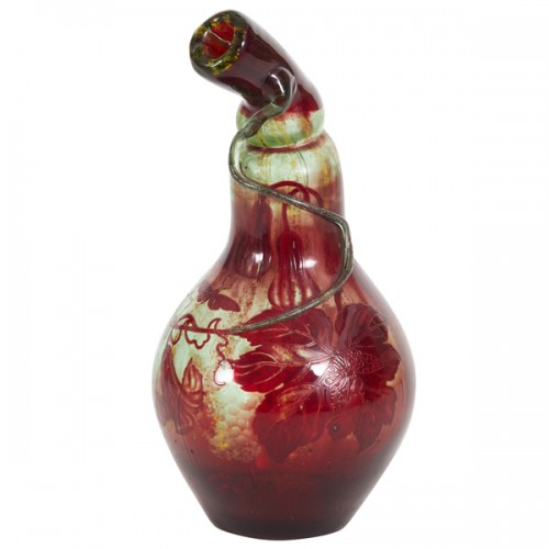 Désiré Christian / Meisenthal Art Nouveau Art Glass Gourd Vase  c. 1885-90