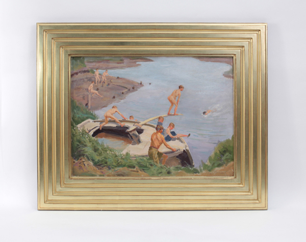Edmund F. Ward “The Swimming Hole” Oil on canvas  c. 1930