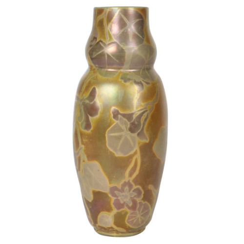 Amedee de Caranza Art Nouveau Rare Iridescent Art Glass vase 1903-1906