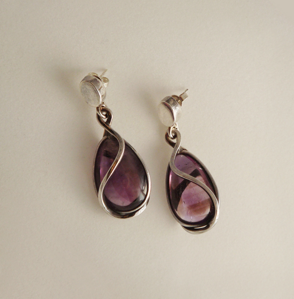 Antonio Pineda “Bud and Blossom” earrings, sterling with amethysts, signed c. 1950’s