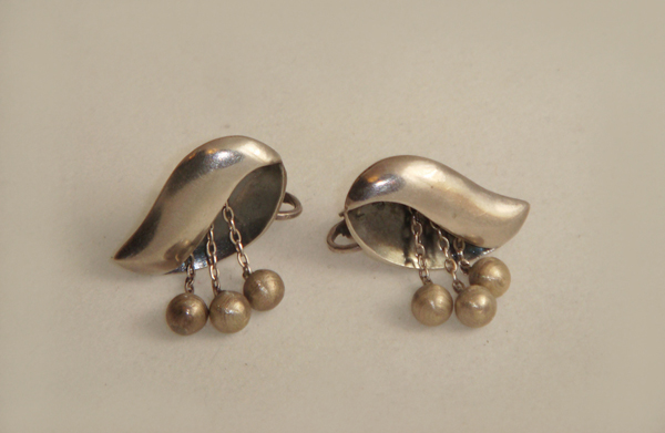 Sigi “Shell” earrings, sterling, signed c. 1950’s