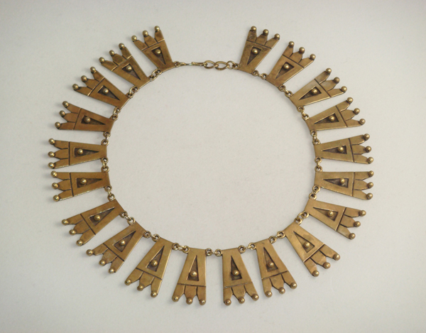 “Victoria” Ana Nunez Brilanti “Fringe” necklace, gilt sterling, signed c. 1940’s